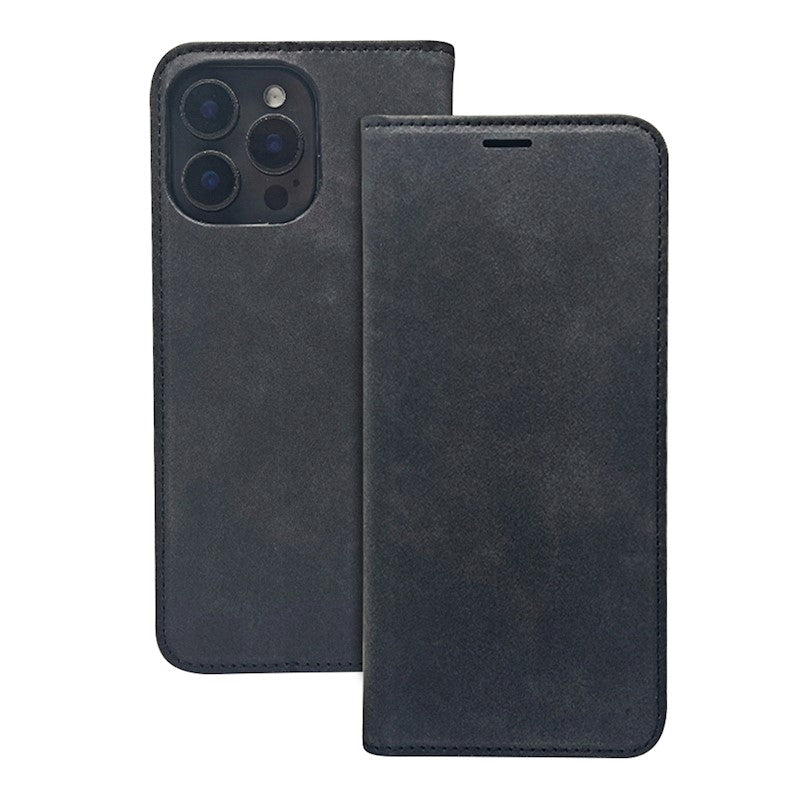 Preklopna torbica za Honor 600 / 600 Pro, semiš – črna