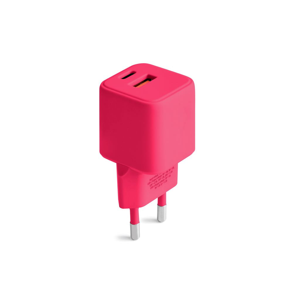 USB-A + USB-C charger Colorum CLS30-AC-02, 30 W – magenta