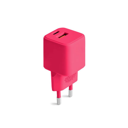 USB-A + USB-C charger Colorum CLS30-AC-02, 30 W – magenta