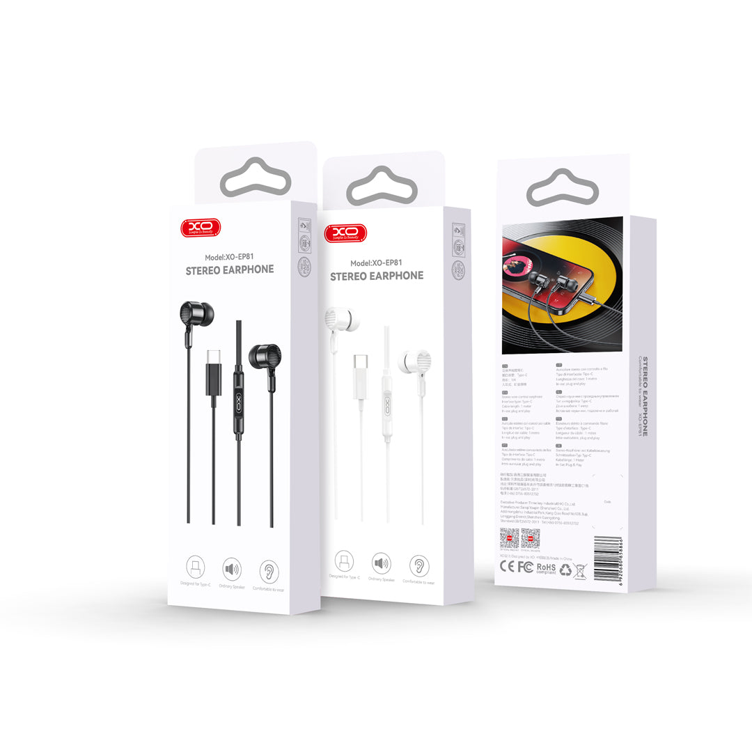 XO EP81 USB-C žične slušalke črne