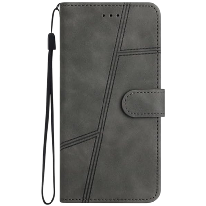 Preklopna torbica "stitched" za Google Pixel 7A, črna – Infostyle – Črna / Ekološko usnje + TPU silikon