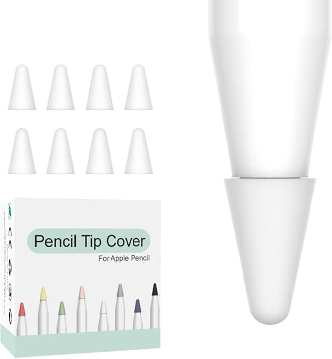 Silikonski vrhovi za Apple Pencil – 8 kom, zaštita vrha, visoka osjetljivost, bijeli