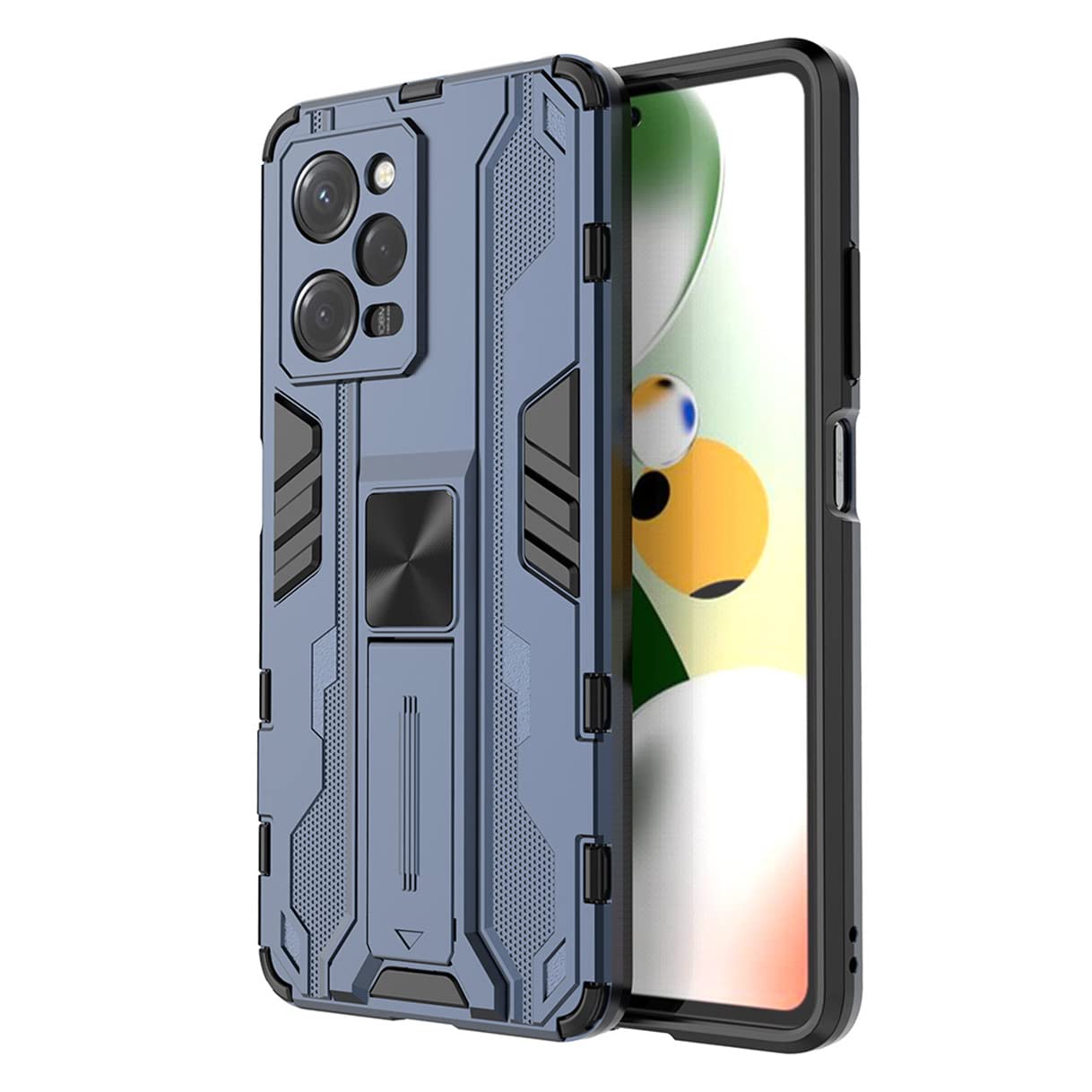HAOYE zaščitni ovitek za Xiaomi Poco X5 Pro – dvoslojni trdi PC+TPU ovitek z stojalom, moder