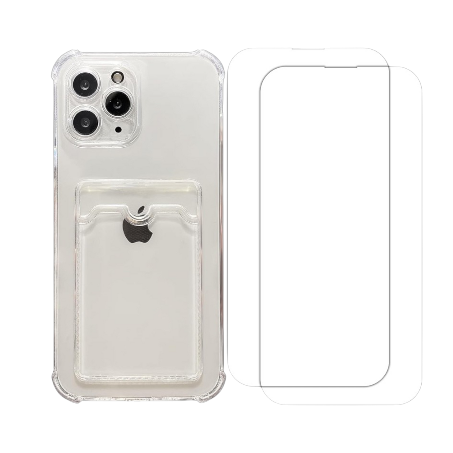 Komplet ovitek z žepkom + 2 stekli za ekran za iPhone 13 Pro – Infostyle – Prozorna / TPU silikon