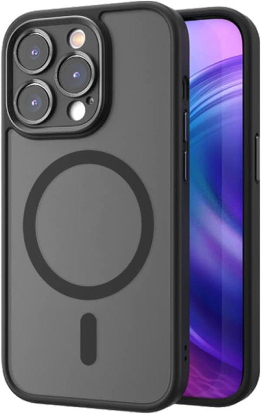 TAURI MagSafe ovitek za iPhone 16 Pro mat prosojno črna magnetni zaščitni ovitek