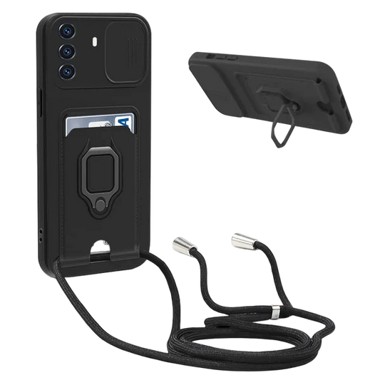 Ovitek BigCousin za Xiaomi Redmi Note 12 5G – črn, zaščita kamere, 360° vrtljivo stojalo