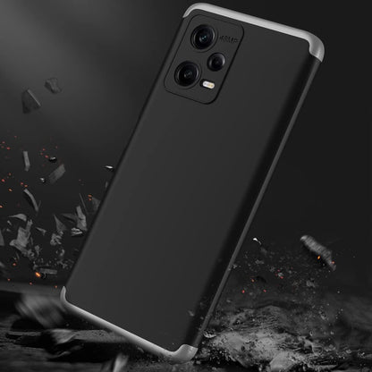 HAOYE ovitek za Xiaomi Redmi Note 12 Pro – mat TPU + PC zaščitni ovitek proti udarcem, svilnat občutek, srebrno-črna