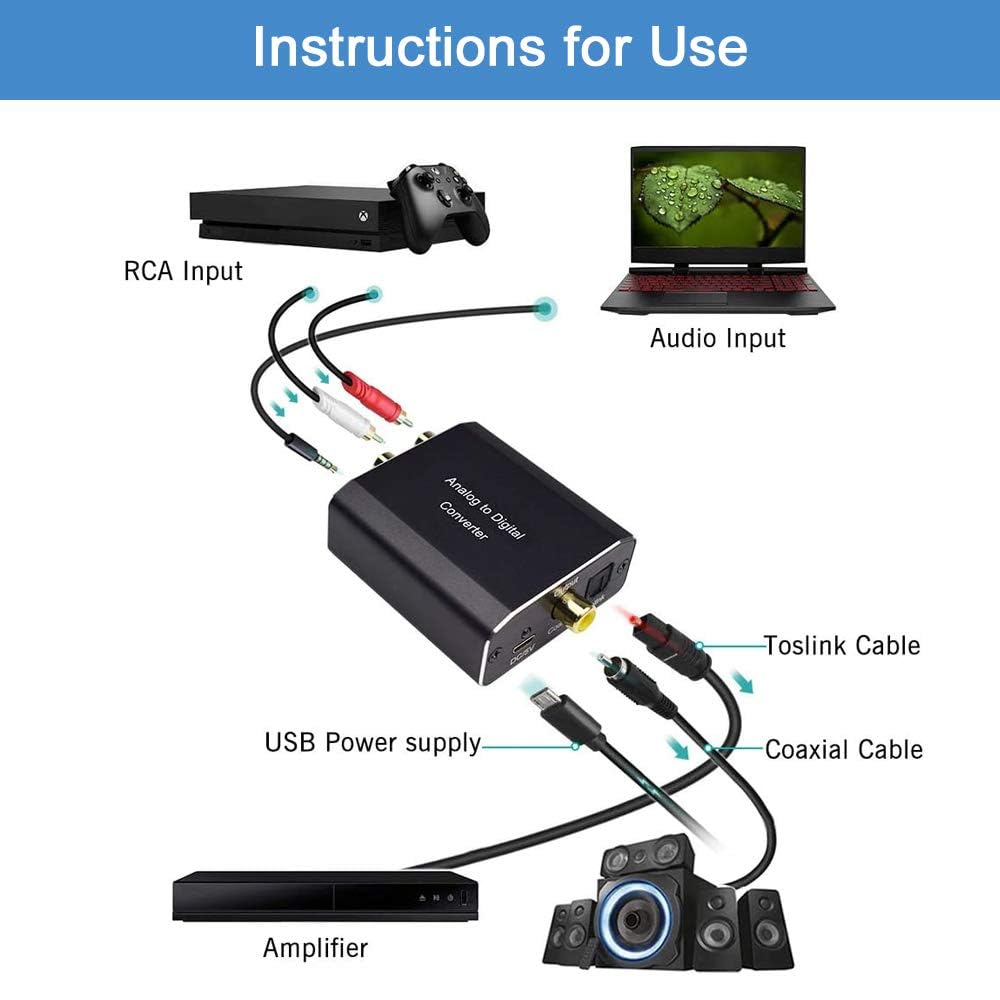 AMANKA analogno-digitalni avdio pretvornik RCA + 3,5 mm na Toslink/SPDIF