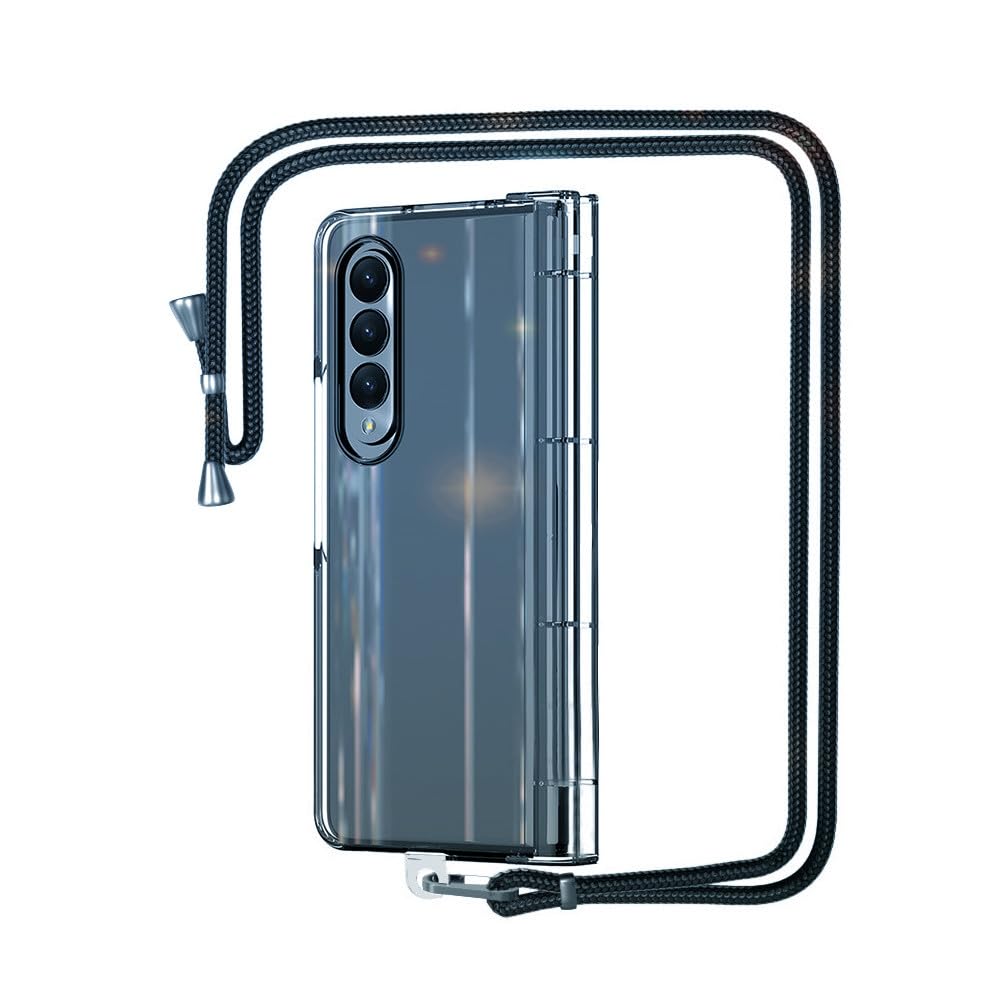 ANFAIRLACE prozoren ovitek z vrvico za Samsung Galaxy Z Fold 4 v èrni barvi