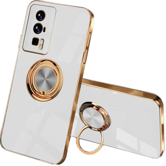 SEAHAI ovitek za Xiaomi POCO F5 Pro 5G – ultra tanek TPU ovitek z obročem in magnetnim stojalom, bela