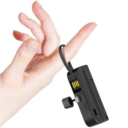 Mini zunanja baterija ''BSCAME'' z vgrajenim kablom (združljiv z iPhone) – Infostyle – Črna