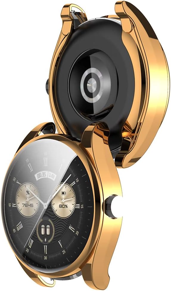2 kosa zaščitnih ovitkov za Huawei Watch Buds - TPU Zaščita Zaslona, Ultra Tanek, Črno-Zlat