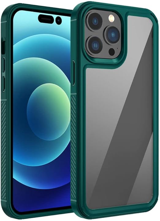 Sogude silikonski ovitek za iPhone 12 Pro Max – prozorna hrbtna stran z zelenim okvirjem