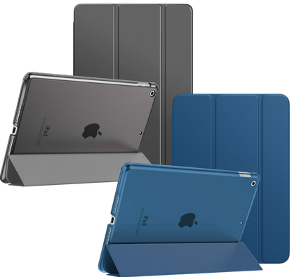 Preklopna torbica za tablični računalnik Apple iPad 9/8/7 (2021/2020/2019) 10.2" – MoKo – Siva / Umetno usnje + polikarb