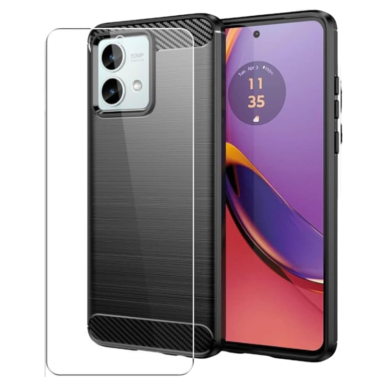 Komplet ovitek "Carbon" + zaščitno steklo za Motorola Moto G84 – Infostyle