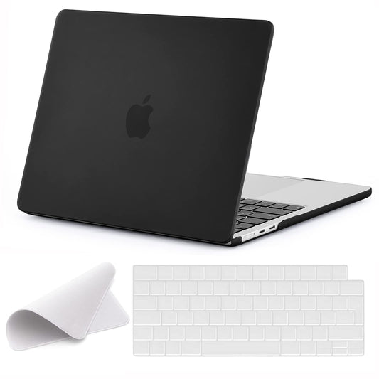 Ovitek EooCoo za MacBook Air 13,6 palca (M2 in M3, modeli 2022–2025) z zašèito za tipkovnico in krpico v mat èrni barvi