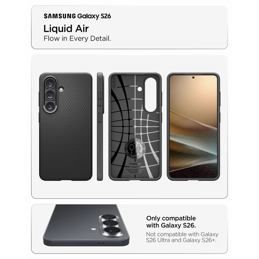 Ovitek Spigen Liquid Air za Samsung Galaxy S26 - mat črna