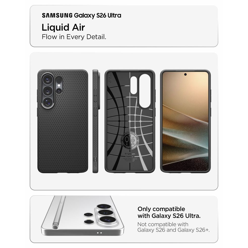 Spigen Liquid Air Samsung Galaxy S26 Ultra - mat črn TPU ovitek