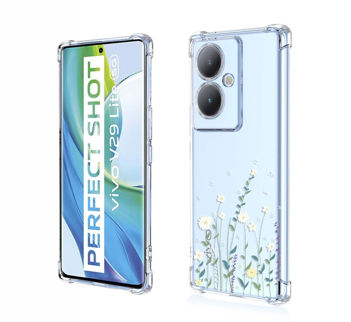 GOKEN Ovitek za Vivo V29 Lite 5G – Prozoren TPU Silikonski Ovitek z Barvitim Vzorcem