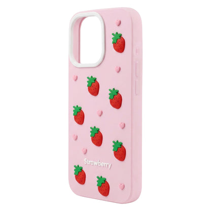 3D Strawberry ovitek za iPhone 16 6,1" roza