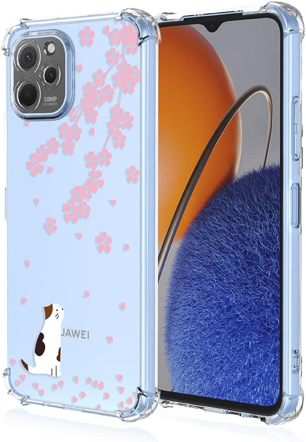 HAOYE ovitek za Huawei Nova Y61 - Prozoren TPU ovitek Mačka Sakura