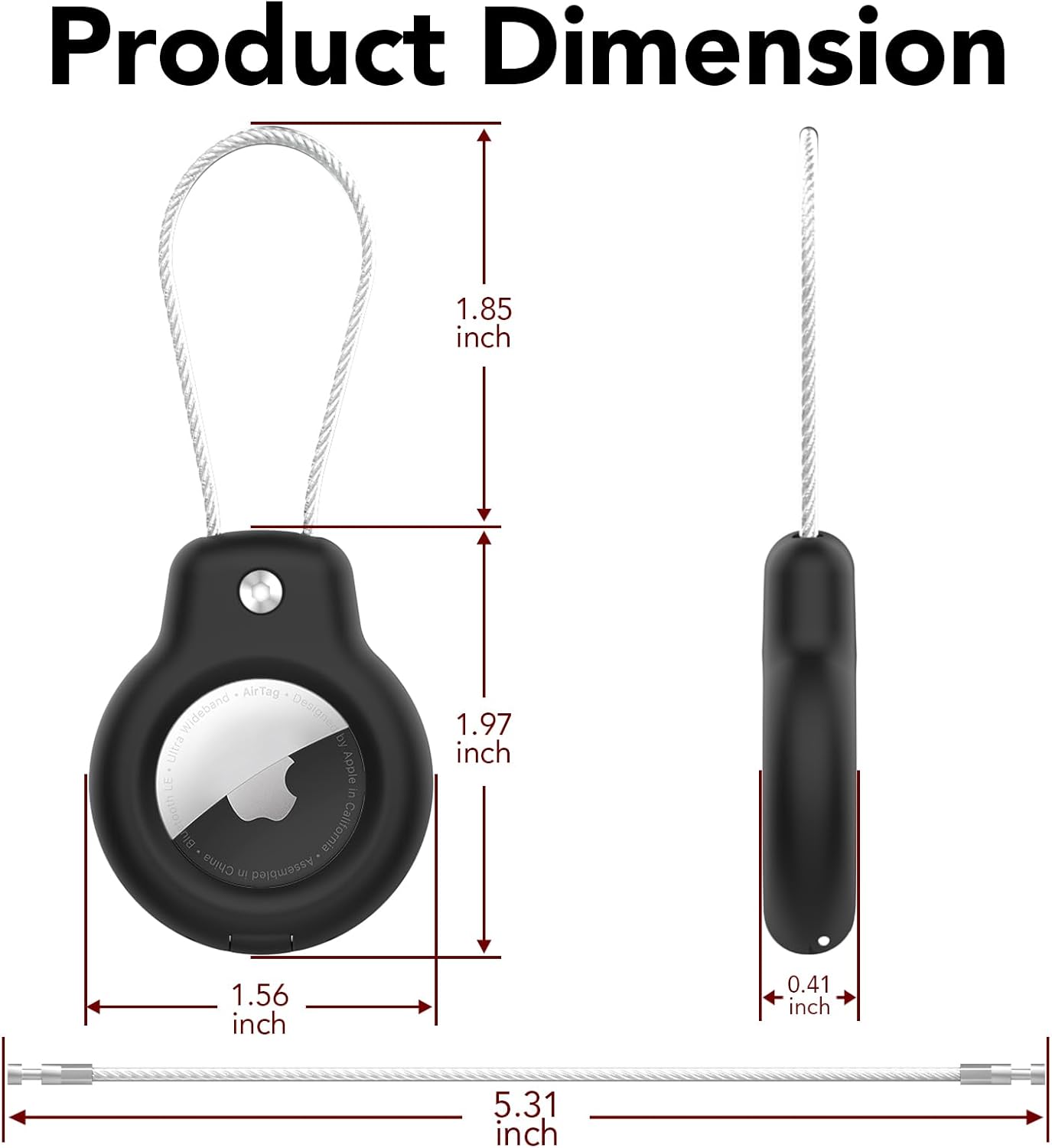AirTag Luggage Tags (2 Pack) – Metal Holder with Secure Lock, Black/Pink