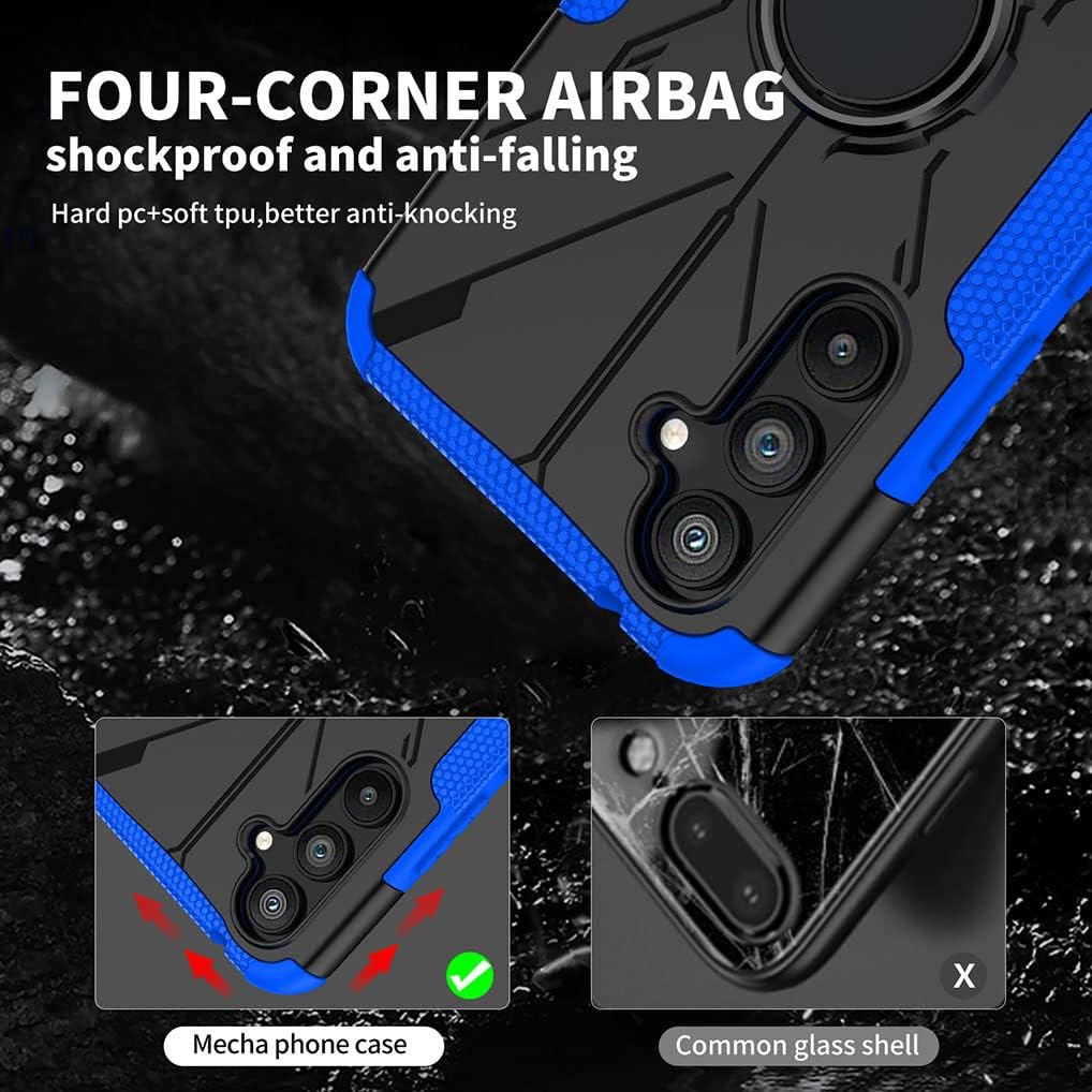 HAOYE ovitek za Samsung Galaxy A14 5G - 360° Magnetni Obroč, PC + TPU Zaščita Pred Udari, Moder