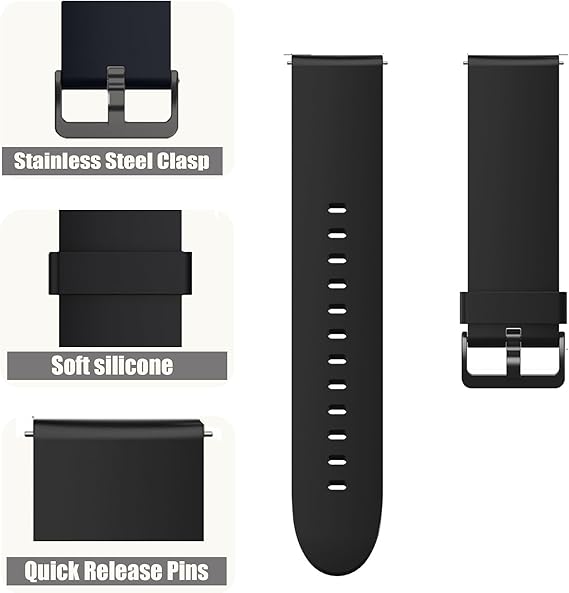 Black silicone replacement strap for HOLALEI ZL80 smartwatch