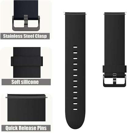 Black silicone replacement strap for HOLALEI ZL80 smartwatch