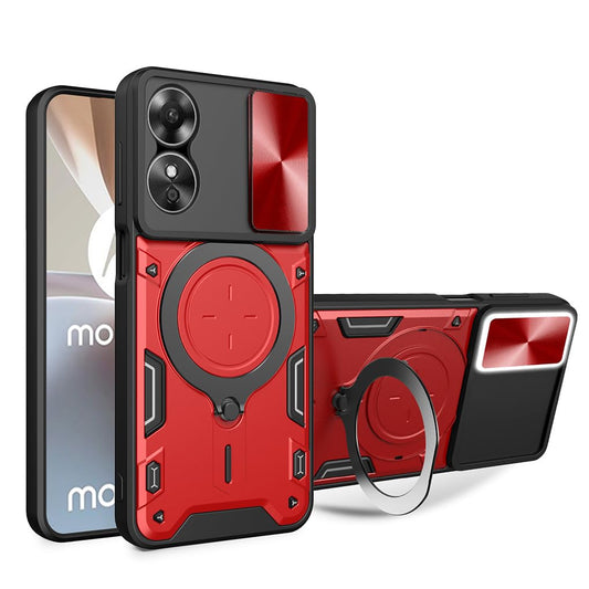 Hibridni-trdi-PC-ovitek-drsni-pokrov-kamere-magnetno-stojalo-Oppo-A17-Oppo-A17K-rdeca