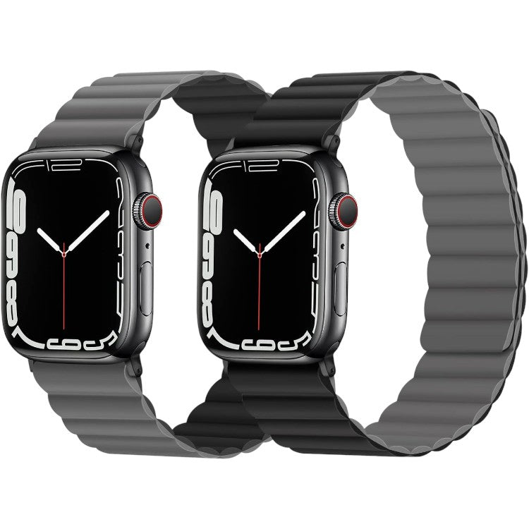 Pašček za Apple Watch Anlinser Magnetic + ovitek za Apple Watch Ultra 2 Series 9/8/7/6/5/3/SE (49/45/44/42mm), črno-siva