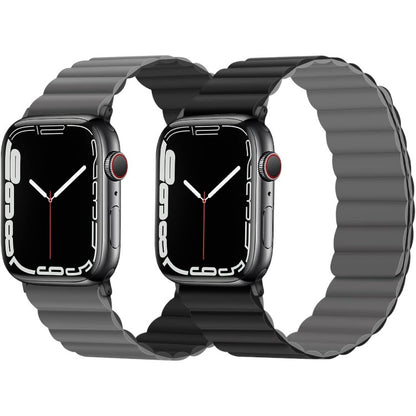 Pašček za Apple Watch Anlinser Magnetic + ovitek za Apple Watch Ultra 2 Series 9/8/7/6/5/3/SE (49/45/44/42mm), črno-siva