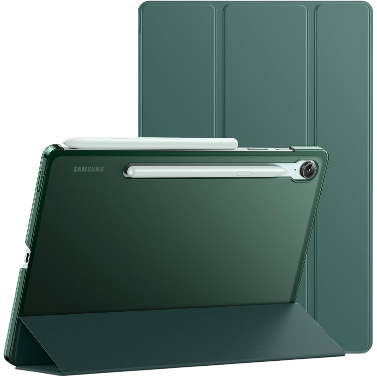 Preklopna torbica ''translucent'' za Samsung Galaxy Tab S9 Fe 10.9'' – JETech – Zelena / Umetno usnje + TPU silikon