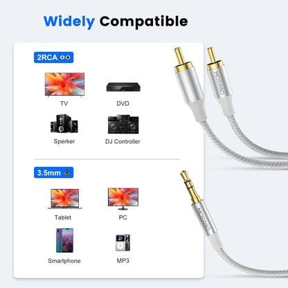 Avdio kabel "Moswag" 3,5mm v 2 RCA, 10m