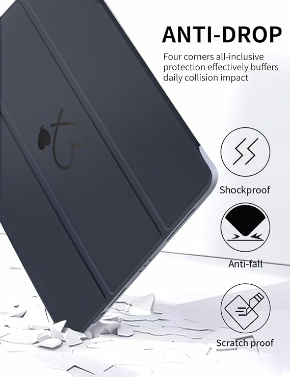 Ovitek za iPad Air 11 M2 2024 / iPad Pro 11 – Prozoren Zadnji Pokrov z Držalom za Pisalo, Temno Moder