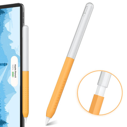 NUITRENDZ Silikonski Ovitek za Apple Pencil 2. Gen – Ultra Tanek Grip + Magnetno Polnjenje (Prozorno-Oranžen)