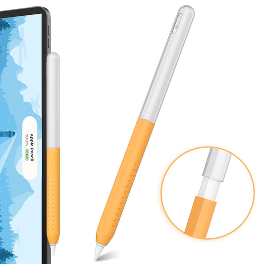NUITRENDZ Silikonska futrola za Apple Pencil 2. generacije – ultra tanko držanje + magnetsko punjenje (prozirno-narančasta)