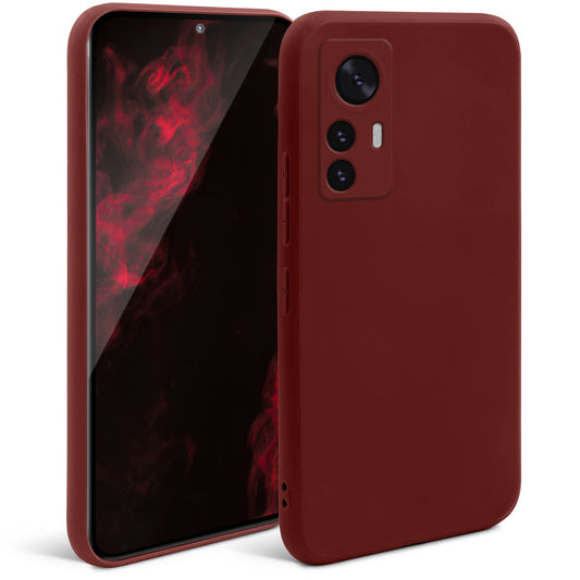 Silikonski ovitek Moozy Minimalist za Xiaomi 12 Pro – vinsko rdeč, mat TPU