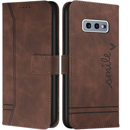 Preklopna torbica "Smile" za Samsung Galaxy S10e, temno rjava – Infostyle – Temno rjava