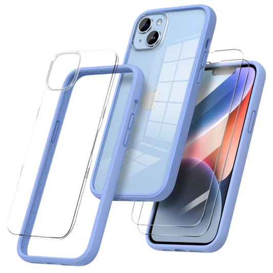 Ovitek za telefon + 2x zaščitno steklo "ORNARTO" iPhone 14 Plus – Infostyle – Modra