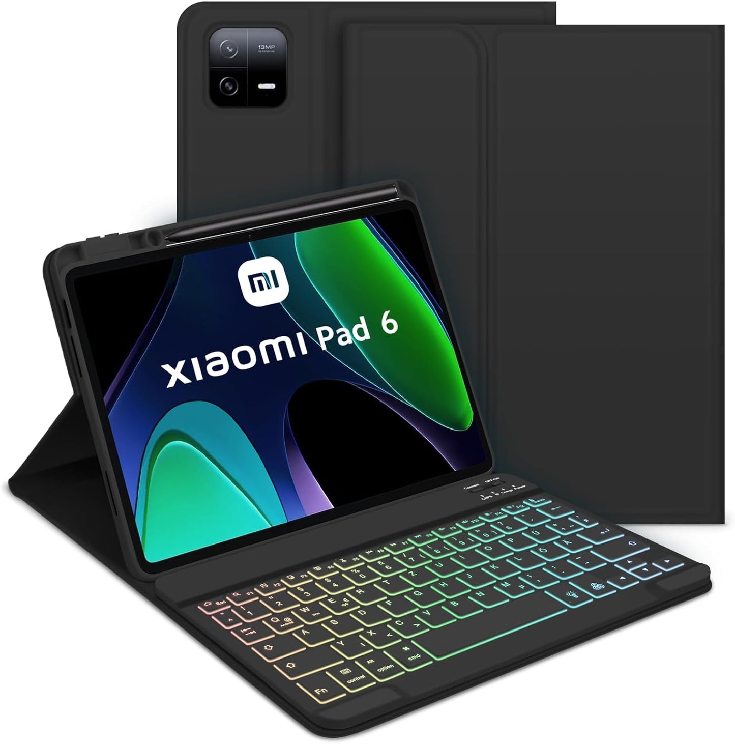 GOOJODOQ futrola s tipkovnicom Xiaomi Pad 6 / 6 Pro – osvijetljena QWERTZ, crna