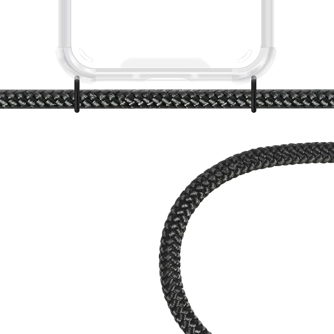ZhinkArts ovitek za iPhone XR z vrvico za okoli vratu – prozoren, črna vrvica