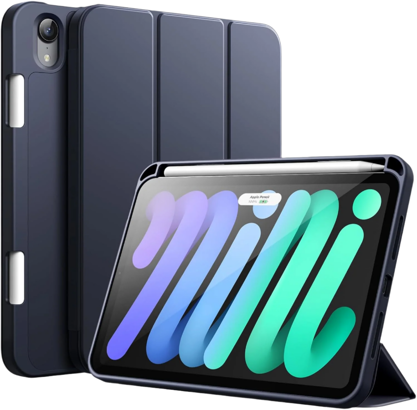 Ovitek JETech za iPad Mini (A17 Pro, model 2024, 7. gen.) / Mini 6 (model 2021, 6. gen.) z držalom za svinčnik – Modra /