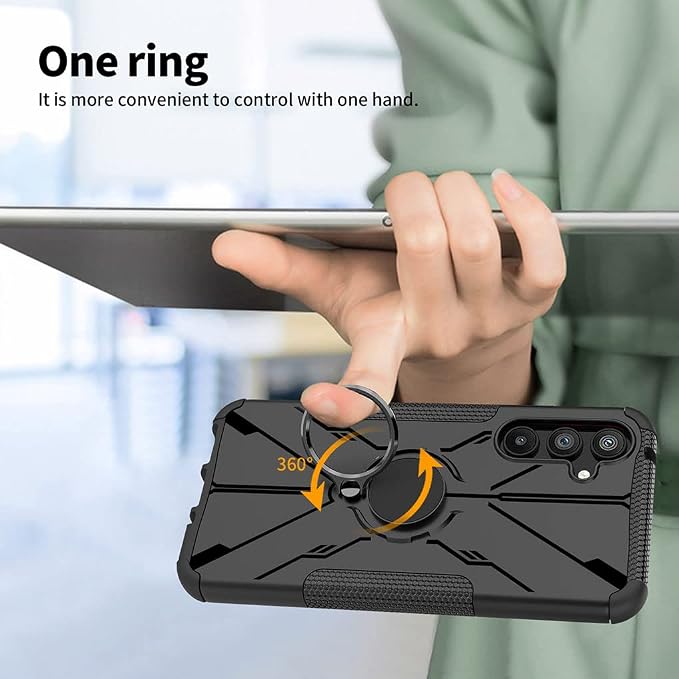 HAOYE ovitek za Samsung Galaxy A14 5G - 360° Vrtljiv Obroč, Črna