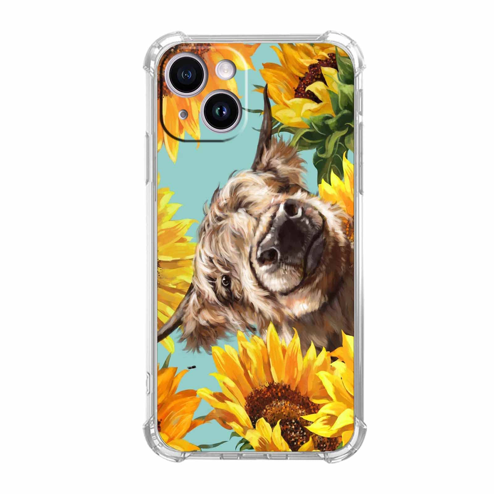 ovitek-cow-sunflower-iphone-14