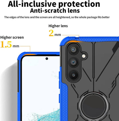 HAOYE ovitek za Samsung Galaxy A14 5G - 360° Magnetni Obroč, PC + TPU Zaščita Pred Udari, Moder