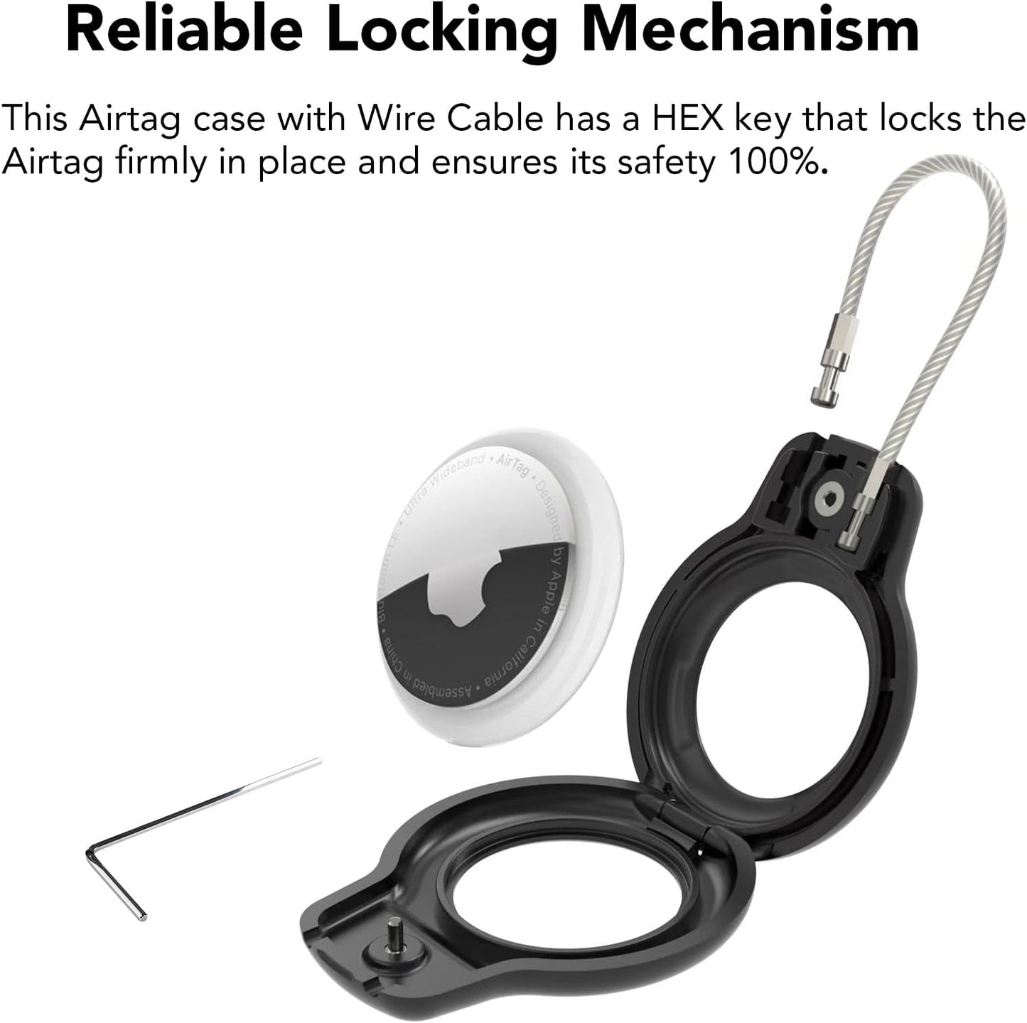 AirTag Luggage Tags (2 Pack) – Metal Holder with Secure Lock, Black/Pink