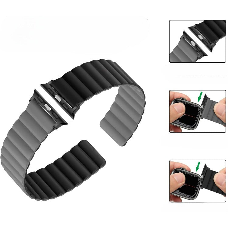 Pašček za Apple Watch Anlinser Magnetic + ovitek za Apple Watch Ultra 2 Series 9/8/7/6/5/3/SE (49/45/44/42mm), črno-siva