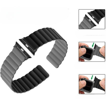 Pašček za Apple Watch Anlinser Magnetic + ovitek za Apple Watch Ultra 2 Series 9/8/7/6/5/3/SE (49/45/44/42mm), črno-siva