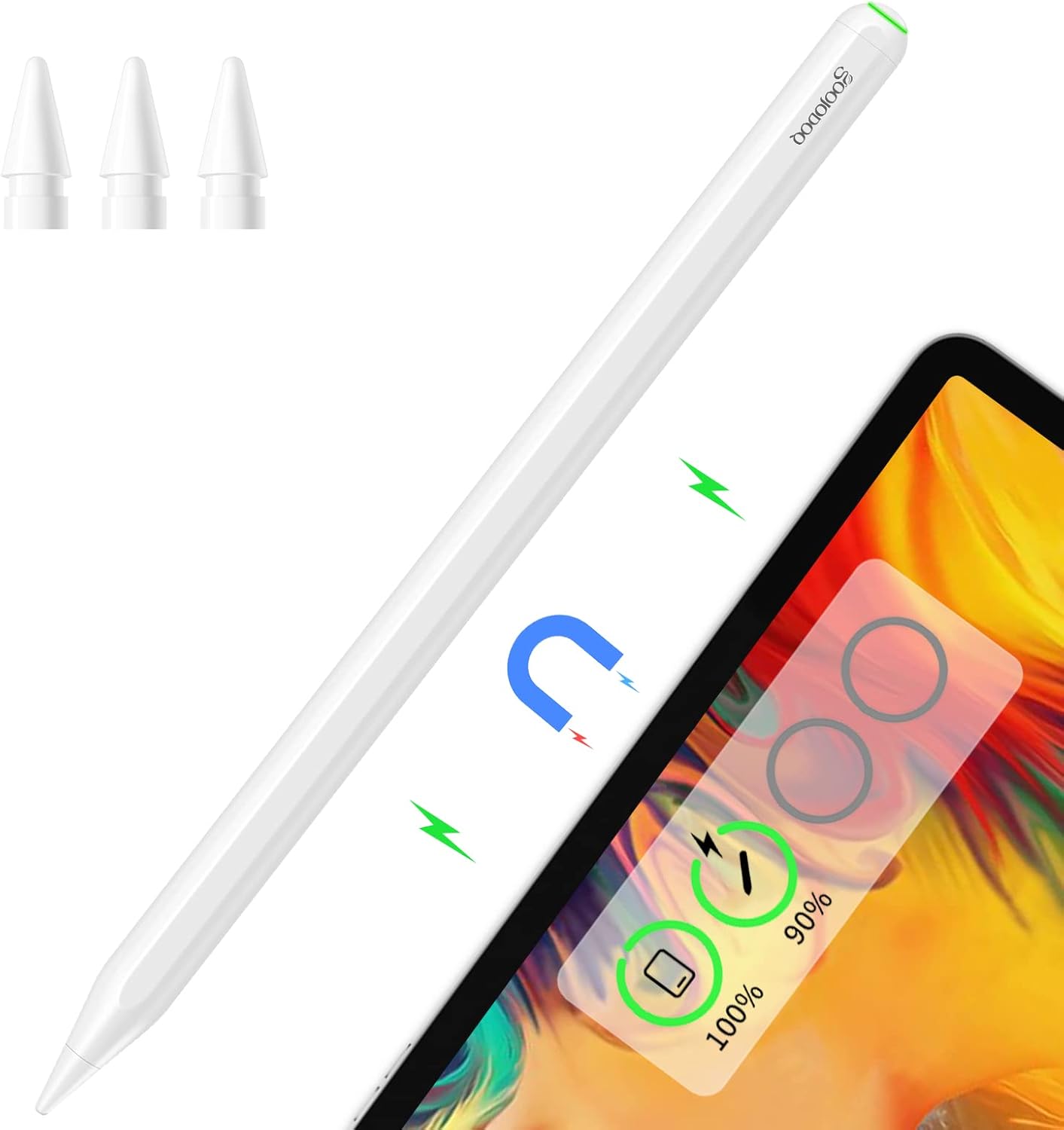 Stylus Pen s funkcijo brezžičnega polnjenja, združljiv z iPad Air 4/5, Pro 11/12.9, Mini 6 – GOOJODOQ